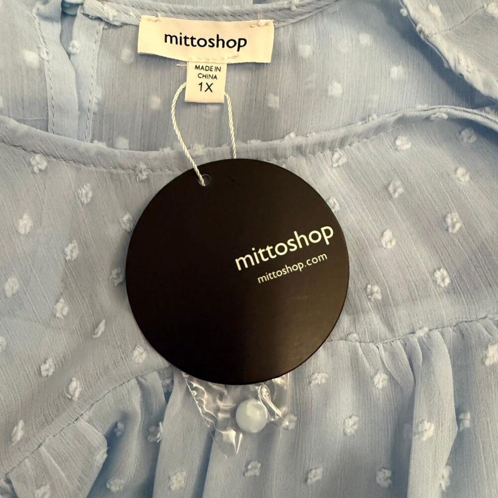 MITTOSHOP Shift Dress in Sky Blue, NEW WITH TAGS! Size 1X Plus 1XL - Picture 6 of 9